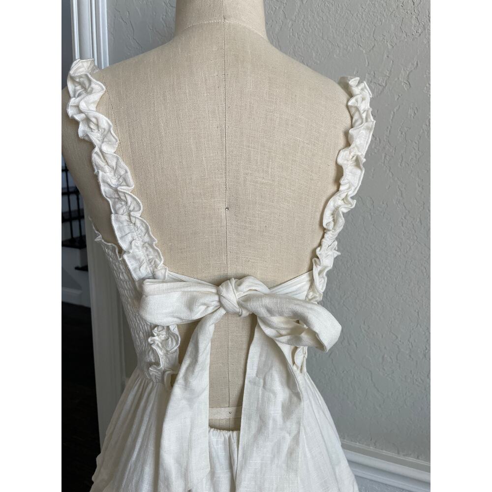 White Ruffle Tie-Back Sundress - Picture 3 of 10
